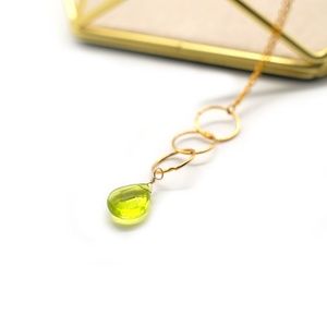 Dainty Green Crystal Pendant Necklace